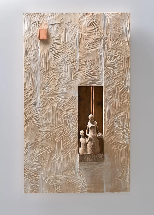 Relief mit Nische — Relief, Holz, gefasst