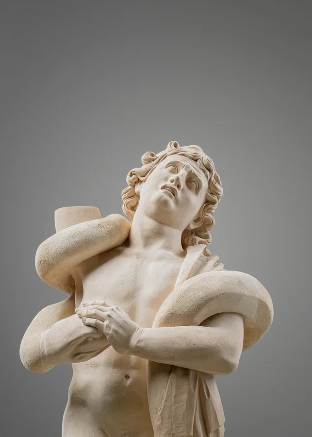 Giovane abbracciato, dettaglio — Legno